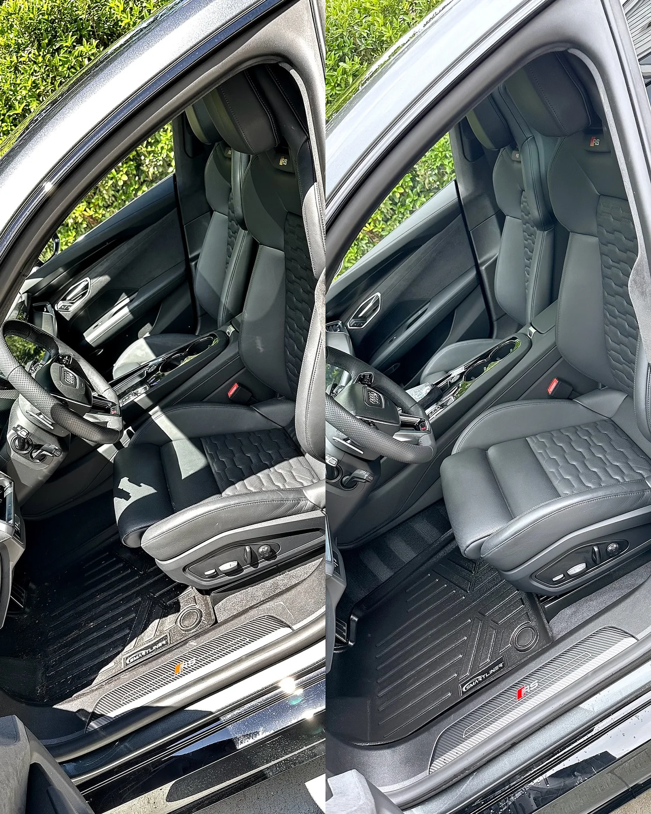 Audi RS E-Tron GT front cabin before and after interior detailing in Suwanee GA
