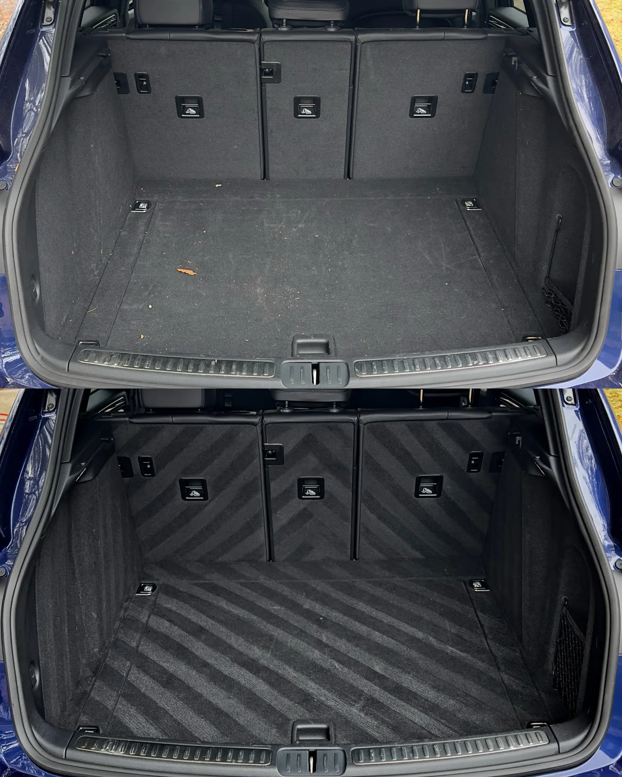 Porsche Macan S cargo area before and after interior detailing in Suwanee GA